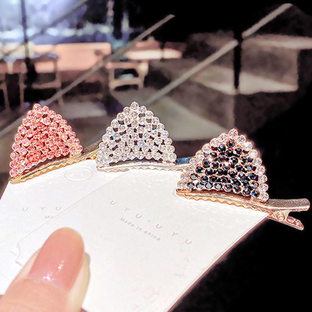 Милые корейские милые блестящие девушки хрустальные заколки аксессуары для волос заколка-уточка кошачьи ушки заколки для волос