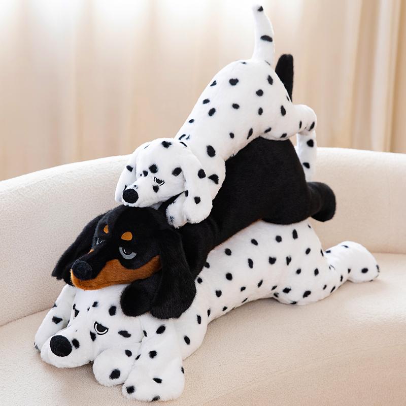 6080100Cm Simulated Black Dog Plush Toy Lifelike Dalmatian Plush Doll Soft Stuffed Animal Boy Girl Birthday Gift