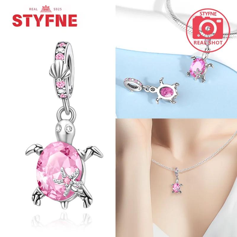 Silver 925 Pink Blue Zircon Sea Turtle Octopus Charm Beads For Bracelet for Women 925 Pendant Bead DIY Jewelry