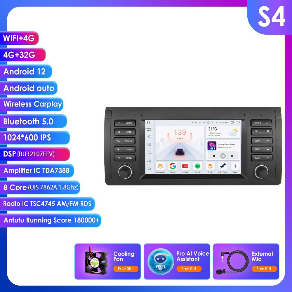 Hizpo 7-дюймовый 2 DIN Android 13 Автомобильный мультимедийный плеер для BMW X5 11 E53 E39 M5 1996-2003 Стерео GPS Навигация Аудио Интеллектуальный Carplay 4G Автомагнитола
