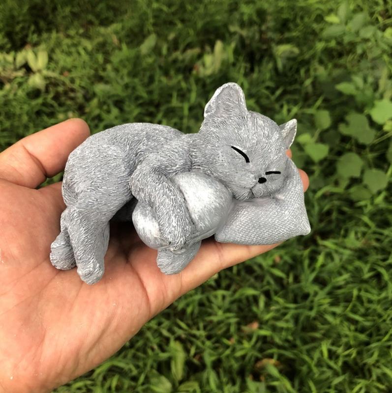 Легкая смоляная фигурка котенка в память об утрате, статуэтки котят для сада, эмоциональное украшение для воспоминаний