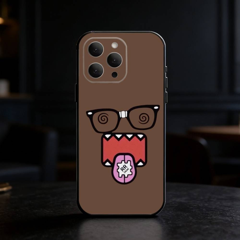 Милый Чехол для Телефона Domo-kun Чехол для Телефона Силиконовый черный Мягкий Для IPhone 17,16,15,14,13,12,11,SE,Plus Pro Max