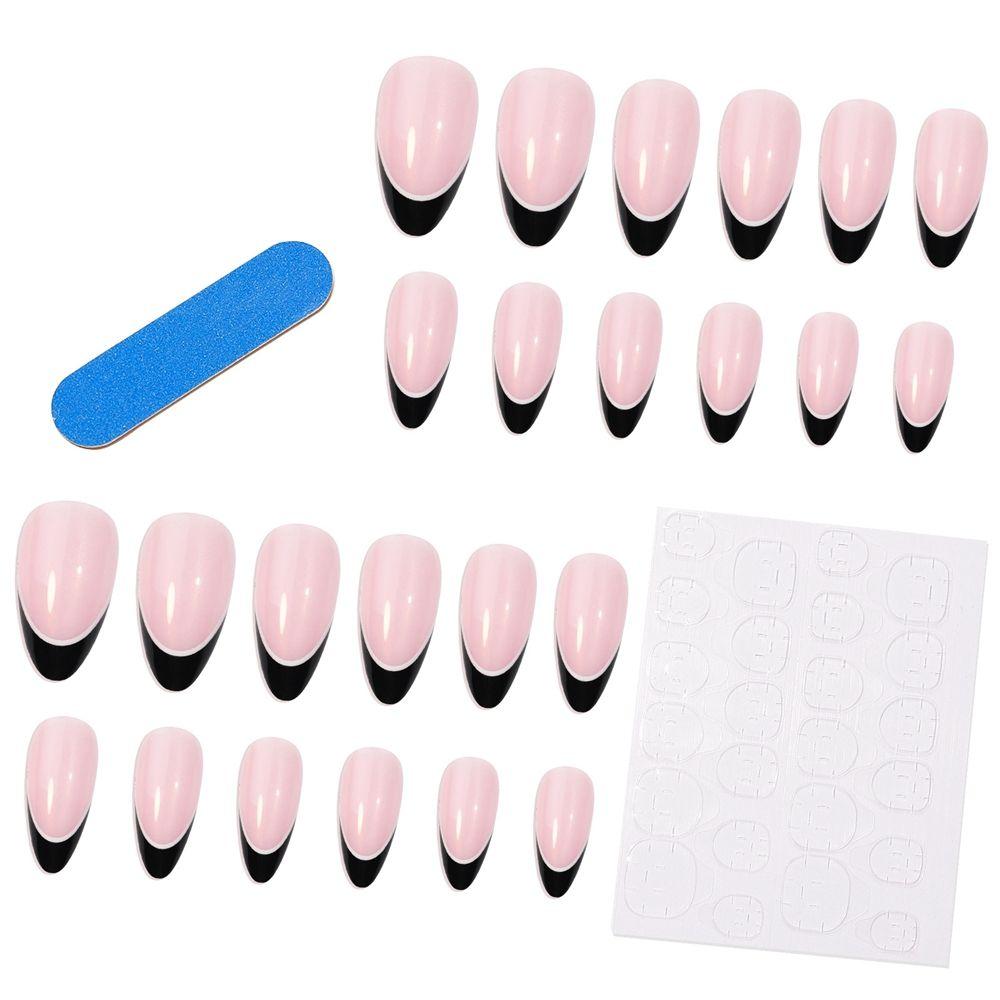 Fashion Full Cover Manicure Tool French Fake Nails Wearable Flower Almond False Nails Nail Tips