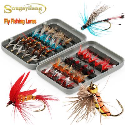 Приманки для рыбалки нахлыстом, размер 9, стиль, 44 шт., наборы наживок для рыбалки нахлыстом с коробкой, рыболовные приманки, крючки для рыбалки