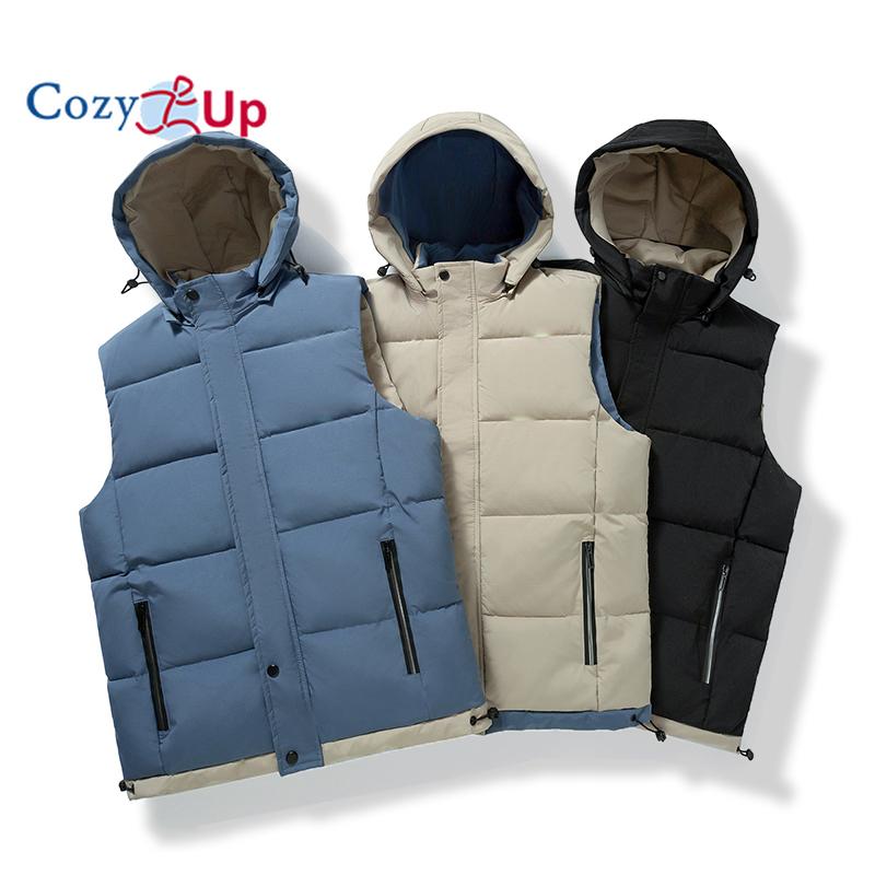 Cozy Up Мужской зимний жилет для улицы, верхняя одежда, жилет без рукавов со съемным капюшоном и мягкой подкладкой