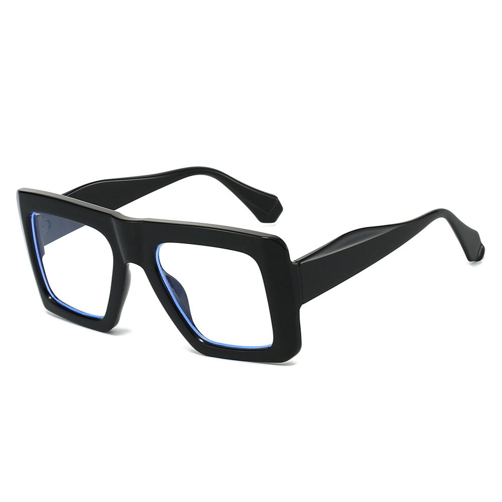 New large frame blue light glasses women's fashion thick square computer glasses simple frame eyes