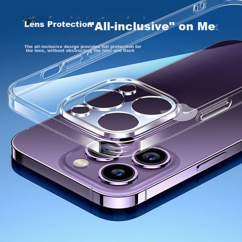 UGREEN IPhone 14 Pro Case, Shockproof Anti-Fingerprint Wear-Resistant Anti-Yellowing Camera Full Protection Slim Cover, Transparent