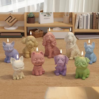Сделай сам Собачья свеча Силиконовая форма Милое 3D животное Ароматерапевтическая свеча Форма для смолы Изготовление Милый подарок Украшения для стола