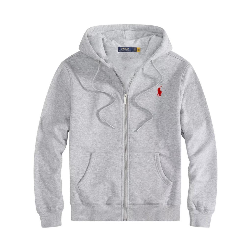 Men's Fleece-Lined Hooded Jacket with Zipper and Embroidery - Fashionable Autumn/Winter Casual Sweatshirt
