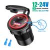 USB Type C Dual Port Car Motorcycle Boat Charger Socket QC 3.0 PD Fast Charge Auto Power Adapter with ON/Off Switch 12-24V Universal Blue Light