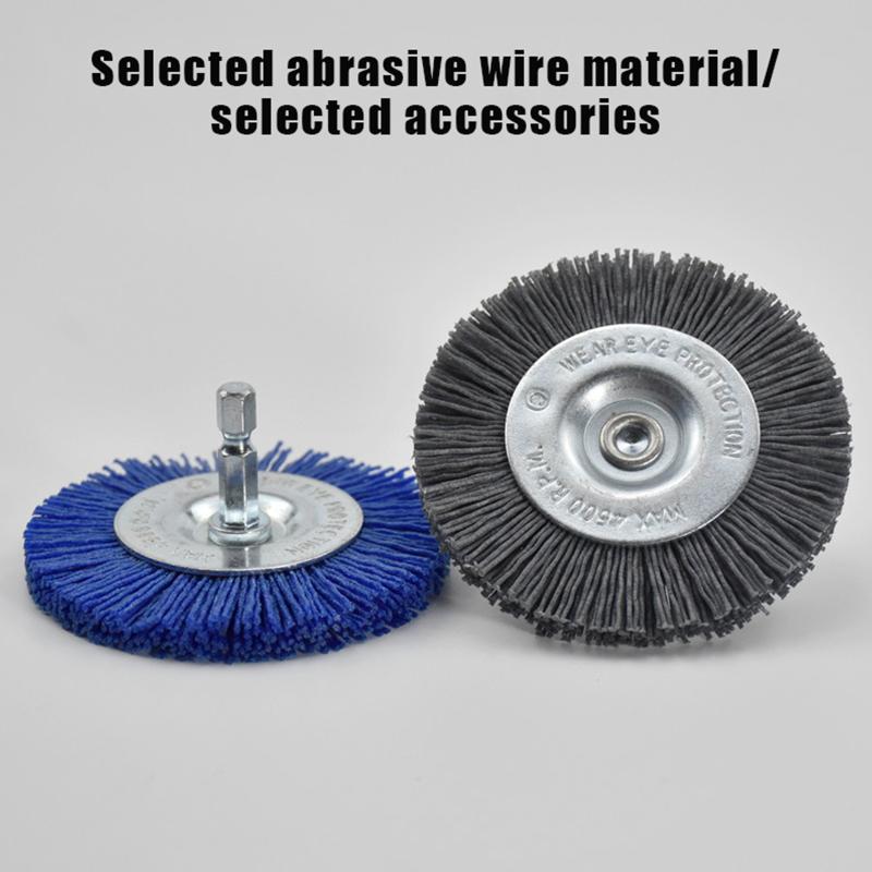 Для дрели, роторного инструмента, удаление ржавчины/коррозии/краски, нейлоновая абразивная щетка, зернистость 80/120/180/240, плоская абразивная щетка, хвостовик 1/4"