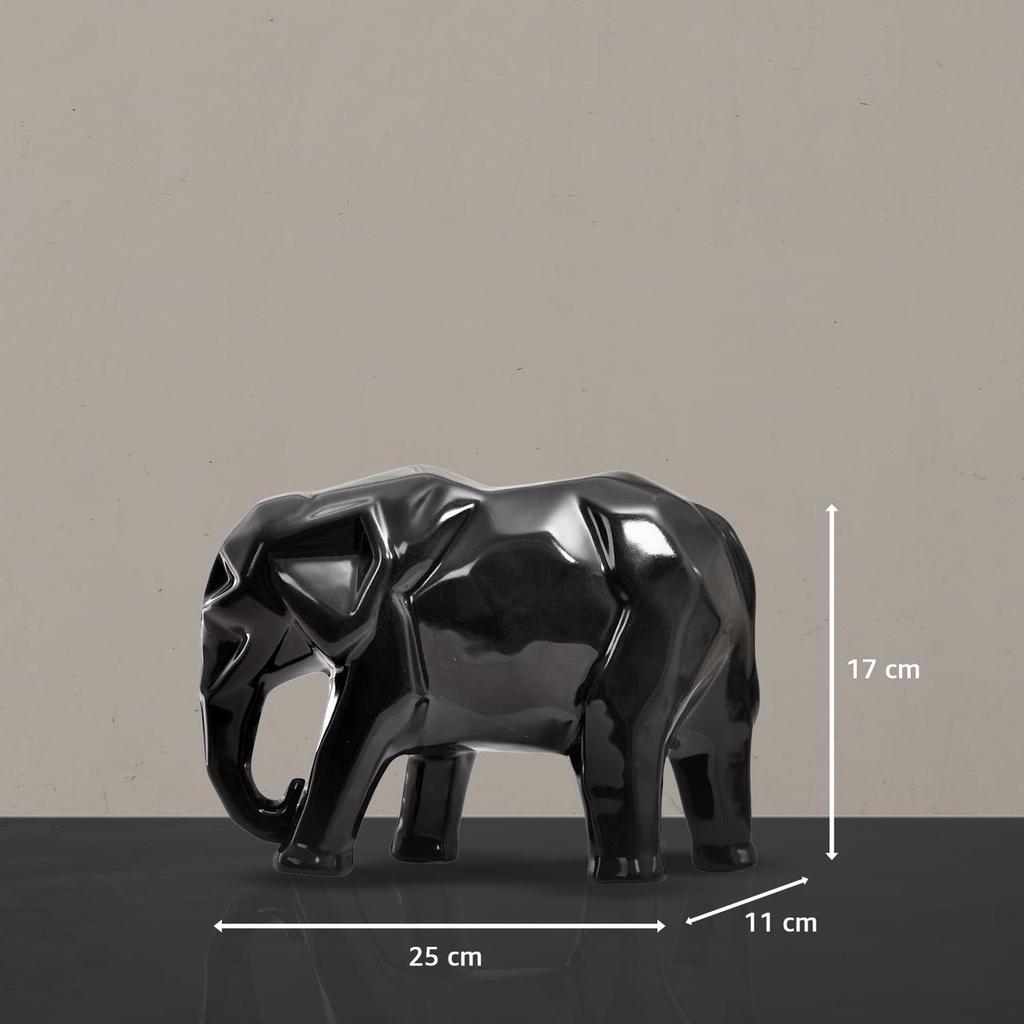 Bold Geometric Elephant Statue | A Modern Masterpiece for Your Space | Statement Décor with a Contemporary Edge – Pack of 1, Black