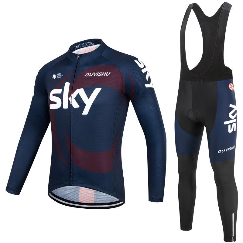 Tour De France 2026 Strap Long Sleeve Cycling Suit Set Winter Warm Thin Fleece Cycling Shirt Cycling Top Overalls