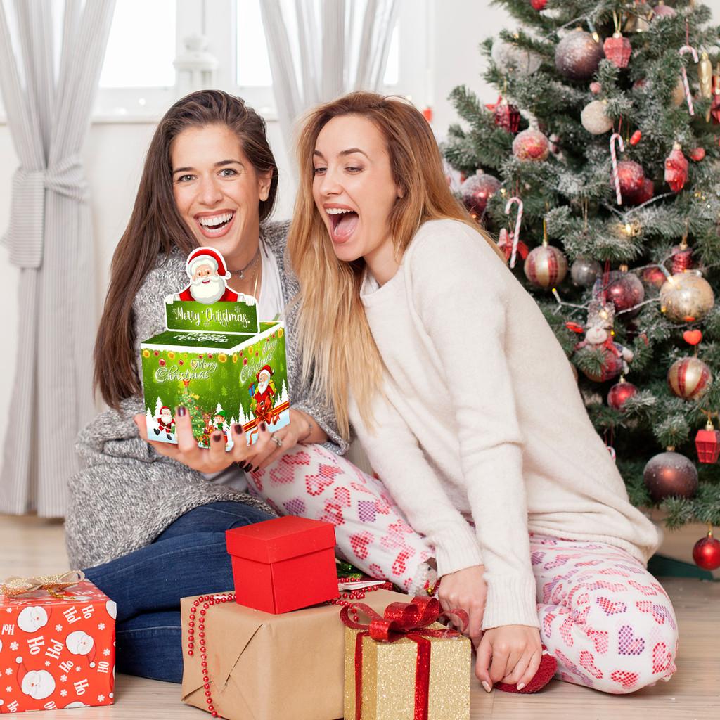 Gradient Santa Green Claus Pattern Paper Box Christmas Decoration Props For Gift