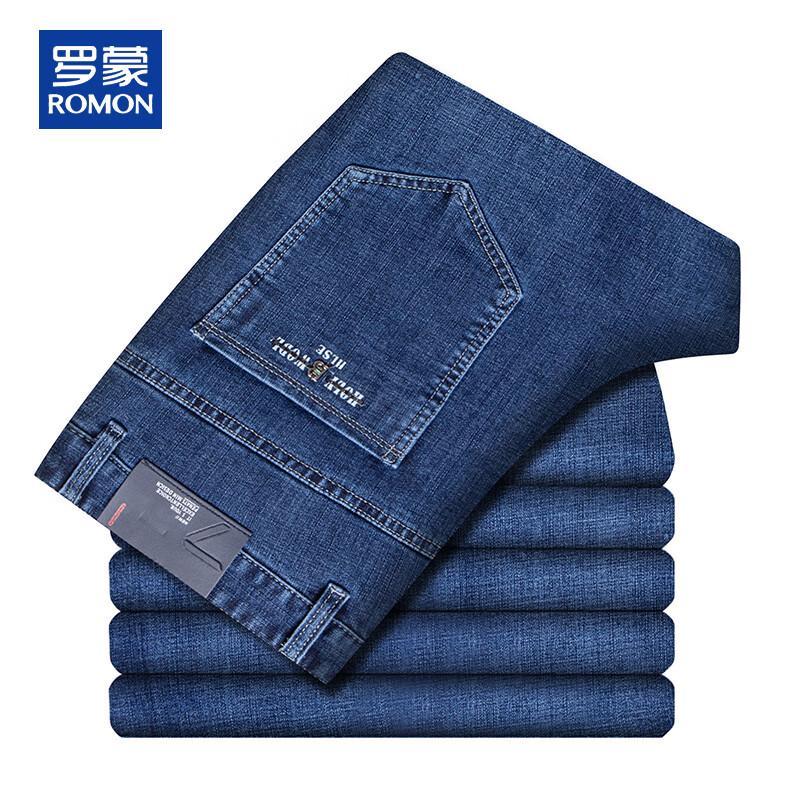 ROMON Мужские свободные джинсы прямого кроя, плотные, осенне-зимние