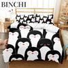 Cartoon Penguin Duvet Cover Collection For Boys Girl Animated Antarctic Animal Polyester Quilt Cover White Black King Queen Size