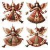 4 pcs Wooden Christmas Tree Decor 2D Flat Ornaments Girl-Shaped Pendant Colorful Design Angel Doll Pendant Decor Home Decor