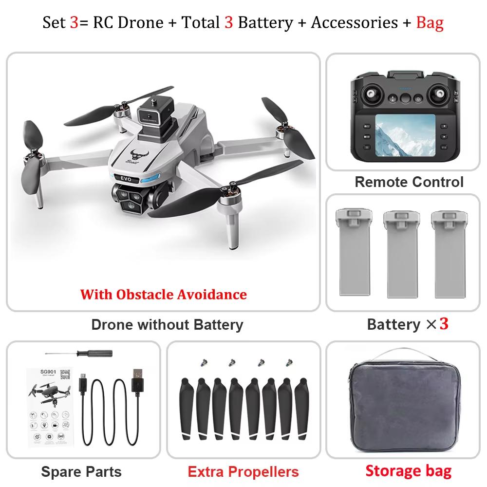 2025 SG901PRO/MAX Drone 8K Professional GPS HD ESC Camera 5G WiFi FPV Бесщеточный обход препятствий Большой экран RC Quadcopter игрушка в подарок