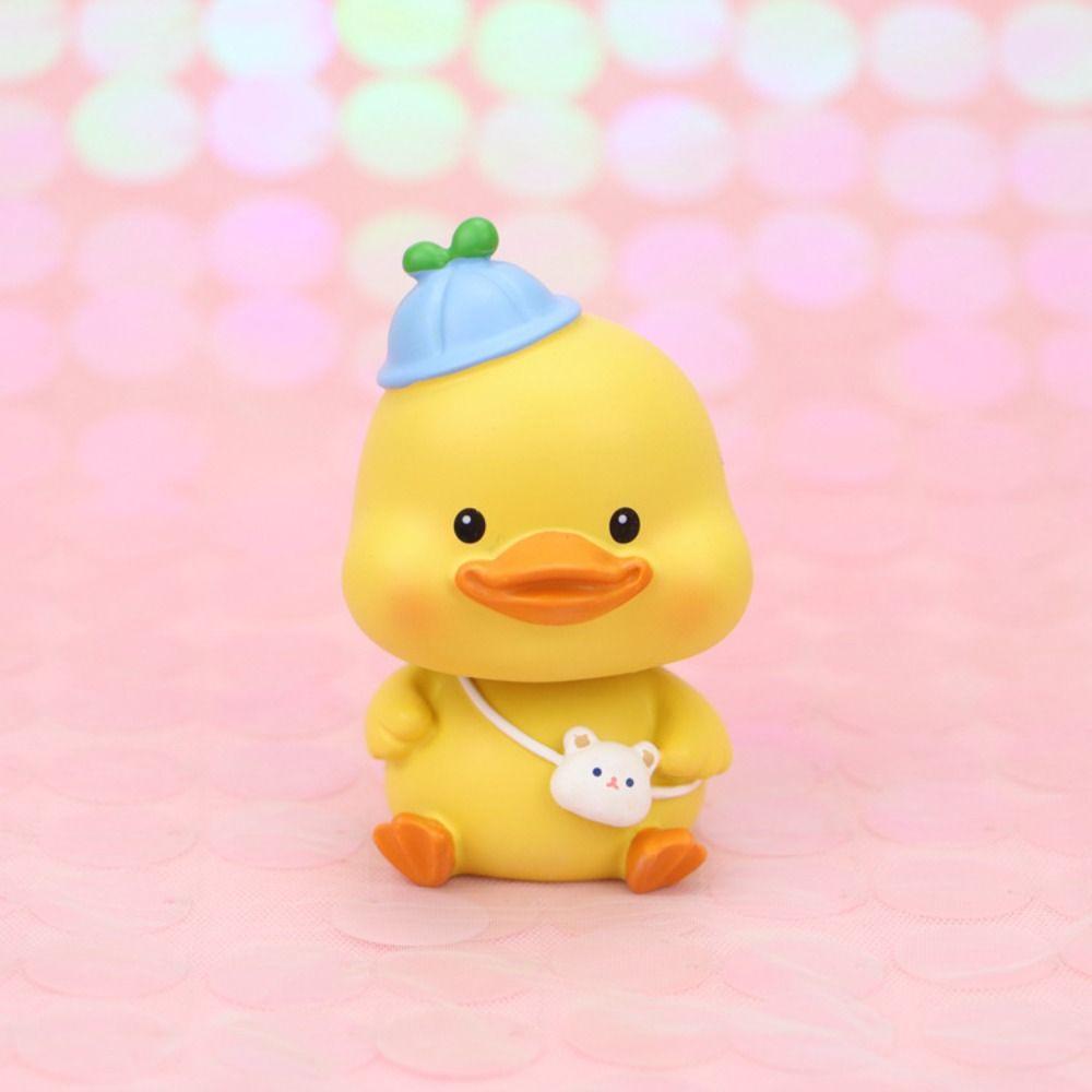 Kawaii Cartoon Duck Ornament Desktop Animal Figure Cake Topper Miniature Decoration Resin Duck Figurine New