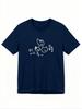 Black Cute Cartoon Cat Korean Print Tshirt  Comfortable for Both Unisex and Unisex Suitable for Summer 2026
