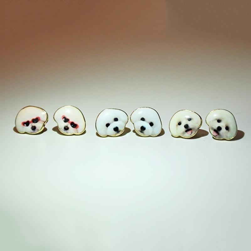 1 пара милых сережек-гвоздиков с рисунком кошки, изящная ручная работа