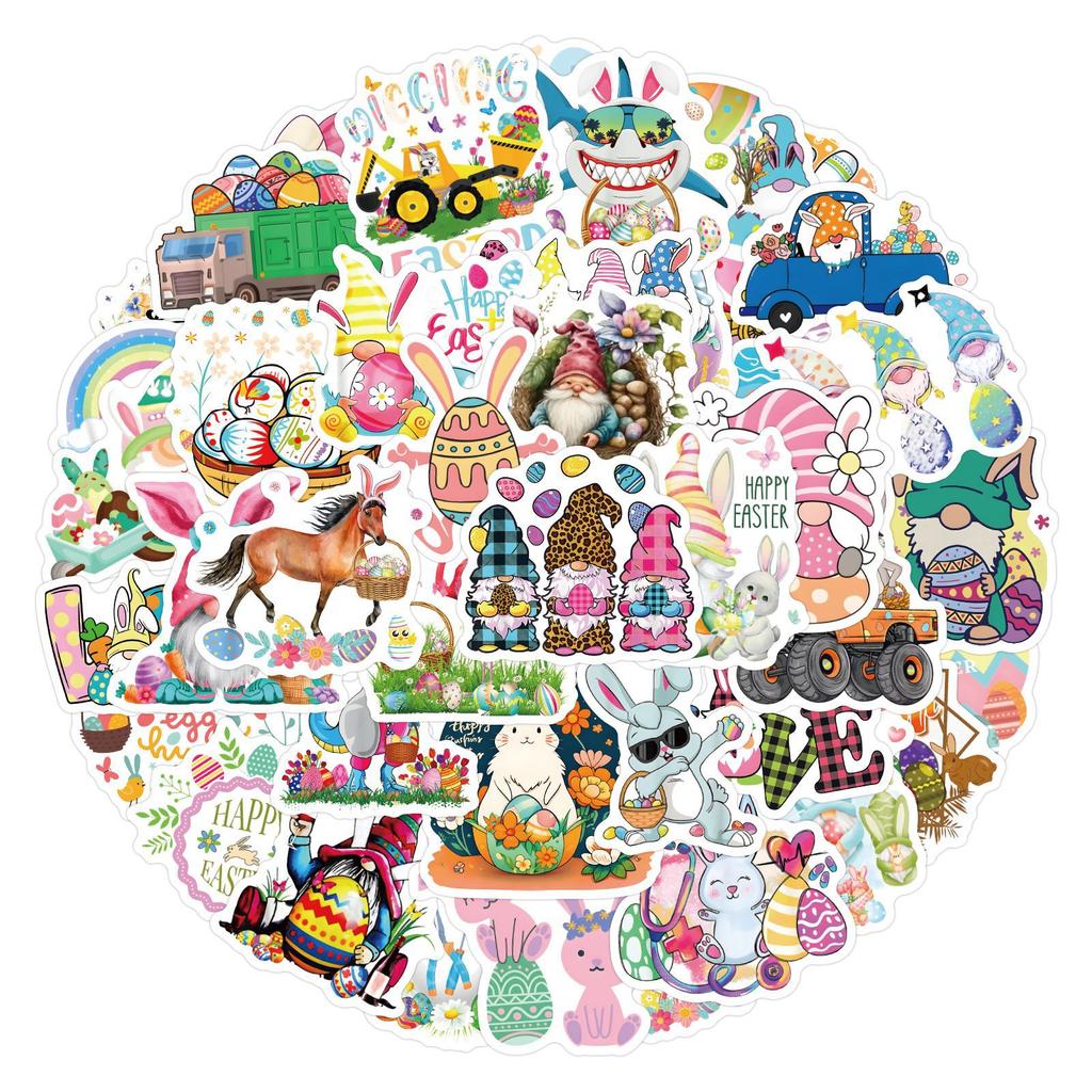 55 New Cartoon Easter Easter Easter Egg Rabbit Stickers Suitcase Mobile Phone Graffiti Stickers