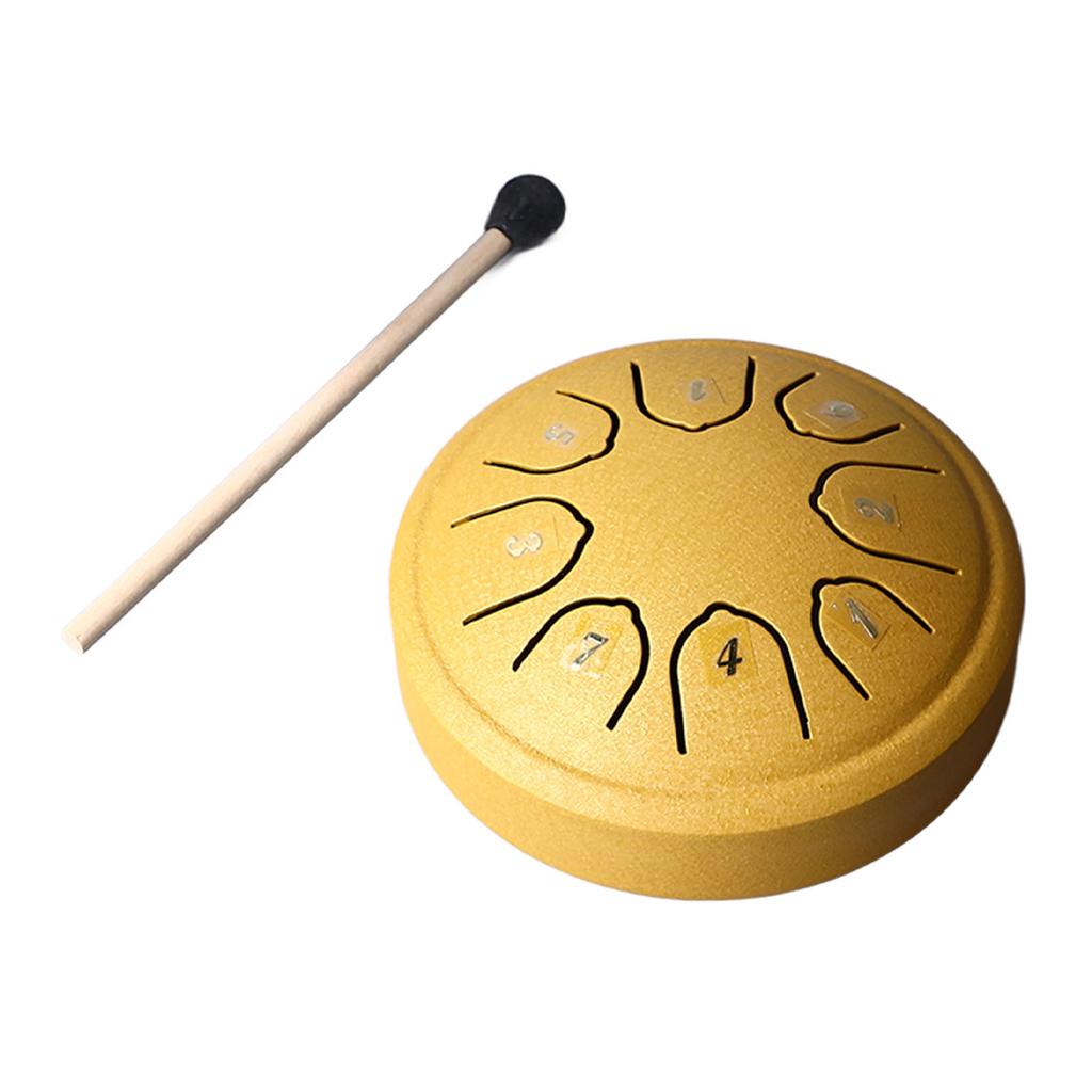 Язычковый барабан 4,5 дюйма 8 тонов до мажор Углеродистая сталь Мини-язычковый барабан для взрослых детей начинающих Золотой