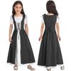 Kids Girls Renaissance Cosplay Medieval Dress Up Costumes Short Sleeve Adjustable Lace-up Gown Dress