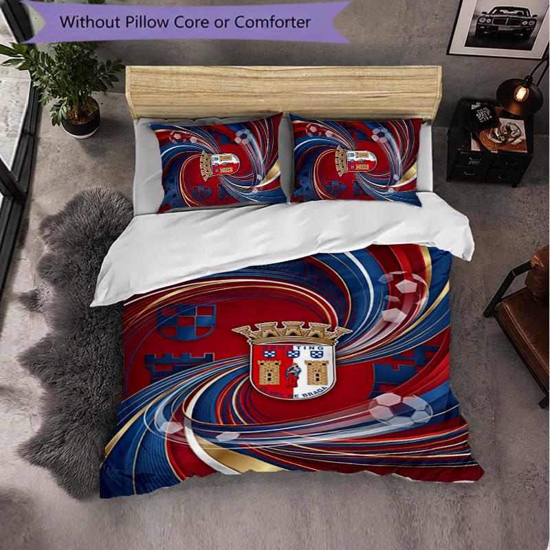 Braga FC Themed Bedding 3Pcs Duvet Cover Set Decorative Bed Linen For Teen Room Home Decoration