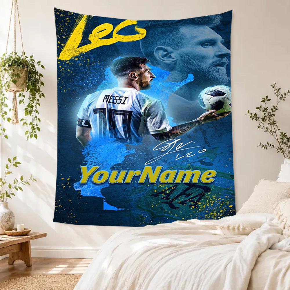 Messi Custom name Tapestry Customizable Wall Tapestry Easy to Hang Suitable for Office Wall Four Seasons Decor Gift for Travel Home Birthdays