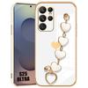 Case for Samsung Galaxy S25 Ultra, Heart Pattern Anti-Scratch Soft Silicone with Bracelet - White