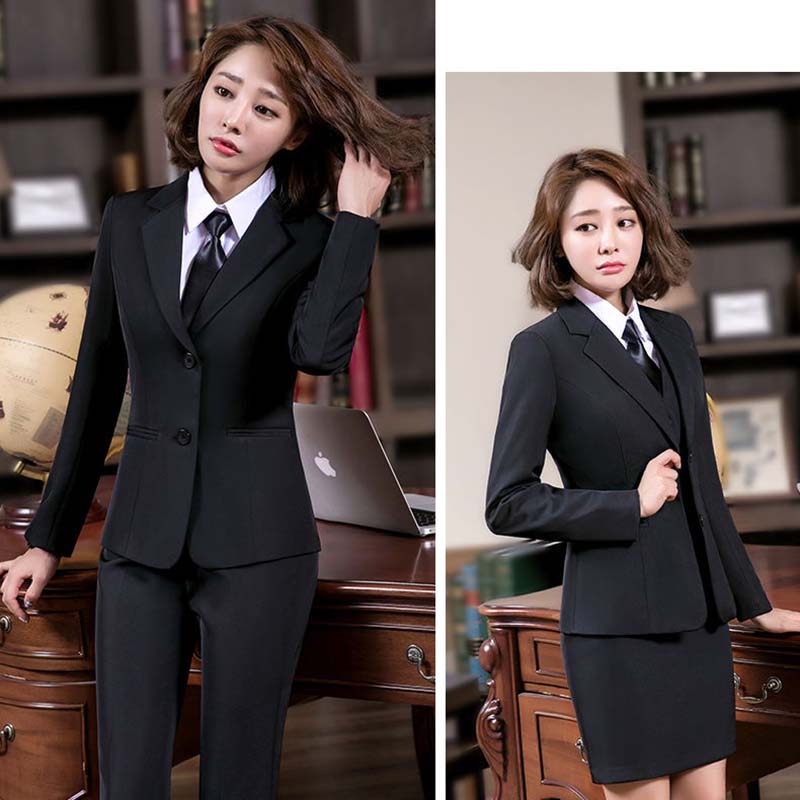 2Pcs Blazer Suit Female Temperament Professional Wear Jacket Ladies Formal Hotel Work Clothes Spring and Autumn OL Interview Suit