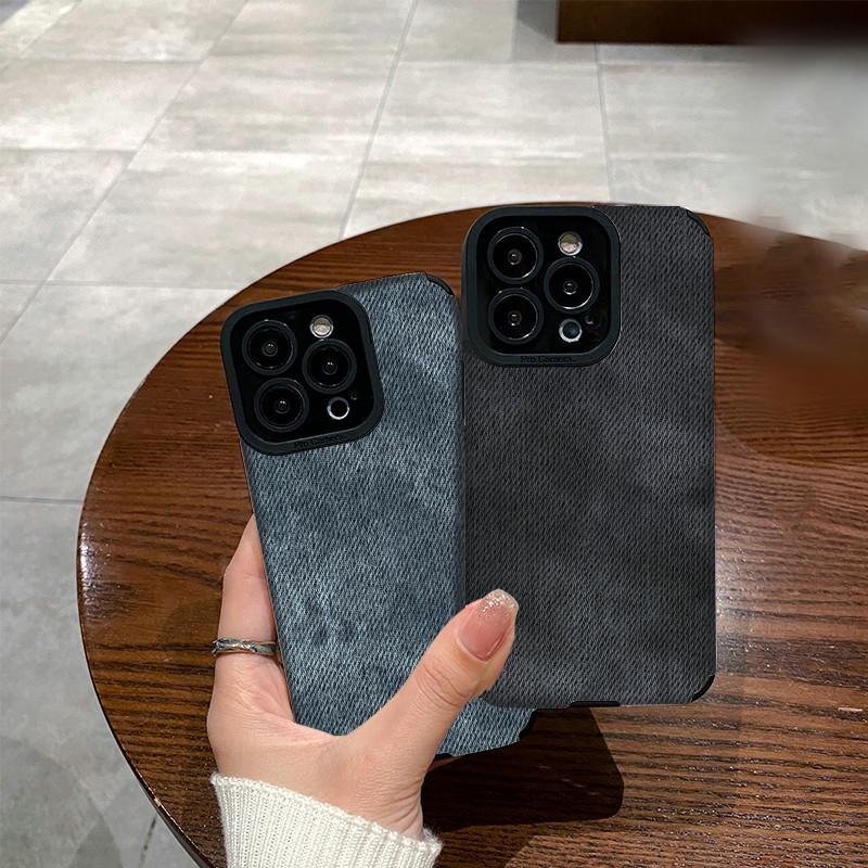 Мягкий силиконовый чехол для телефона из джинсовой ткани с вертикальным рисунком и принтом для телефона, задняя крышка с объективом камеры, полная защита