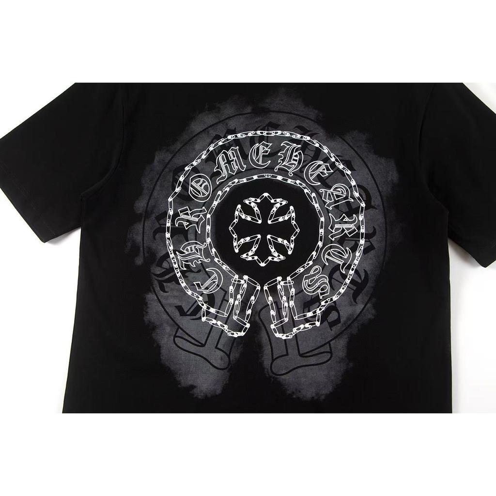 W386 CHROME HEARTS Лето 2026 Новая Высококачественная Хлопковая Круглый Вырез Свободная Большого Размера Футболка Футболка для Пары
