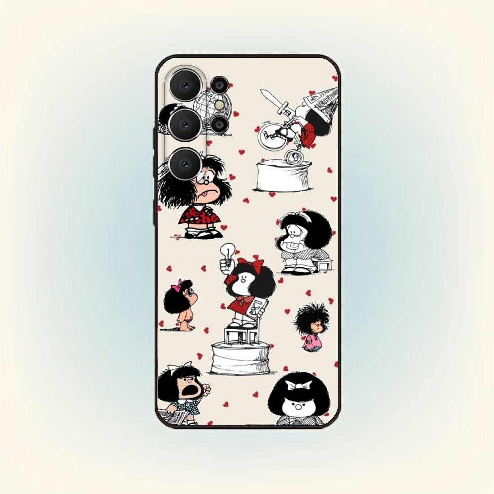 M-Мафальда Чехол для телефона Мир для Samsung S26,S25,S24,S21,S22,S23,S30,Ultra,S20,FE,Lite,10,9,Черная крышка