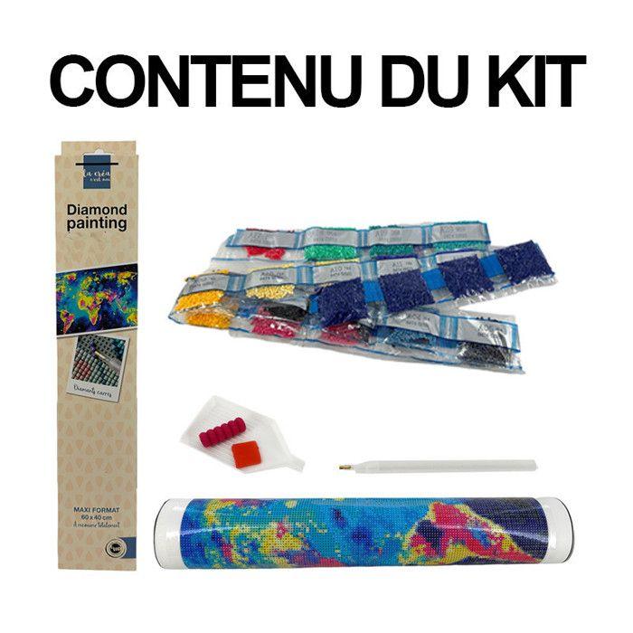 Kit de diamond painting - Modèle montgolfières dans le ciel - 40x30cm