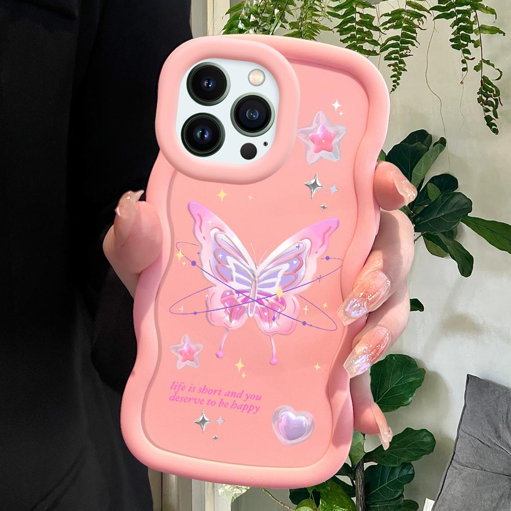 Мягкий чехол для телефона Dream Butterfly для iPhone 11 12 13 14 15 Pro Max 6 6S 7 8 Plus Xs Wave Edge, противоударный защитный резиновый чехол