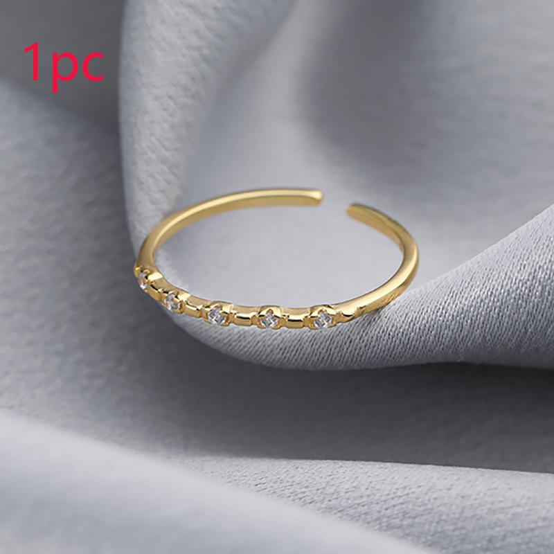 Новый регулируемый комплект колец из нержавеющей стали для женщин, простое тонкое открытое кольцо с блестящим цирконием, кольцо на указательный палец, банкетные украшения на день рождения
