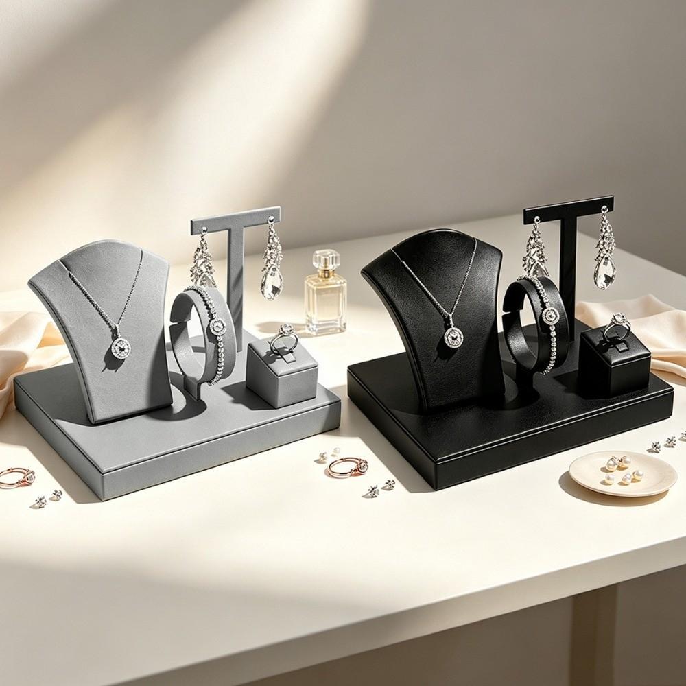 Light Luxury Combination Set Jewelry Rack Multi-Functional Leather Jewelry Tray Jewelry Store