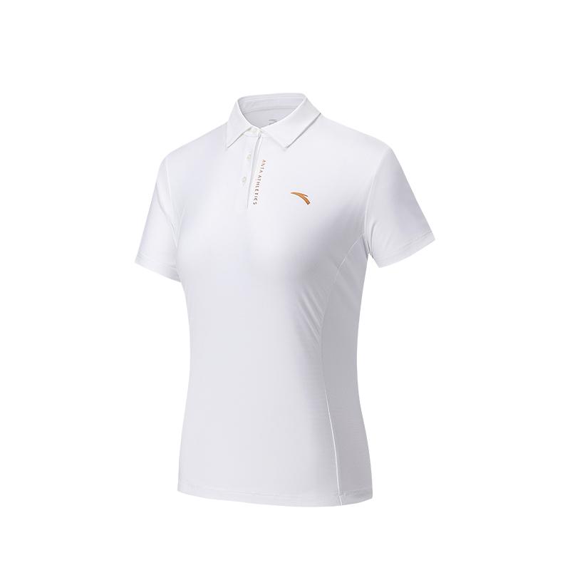 Anta Simple And Comfortable Versatile Short Sleeve Polo Shirt Women Tops Snow-White 162527101D-1