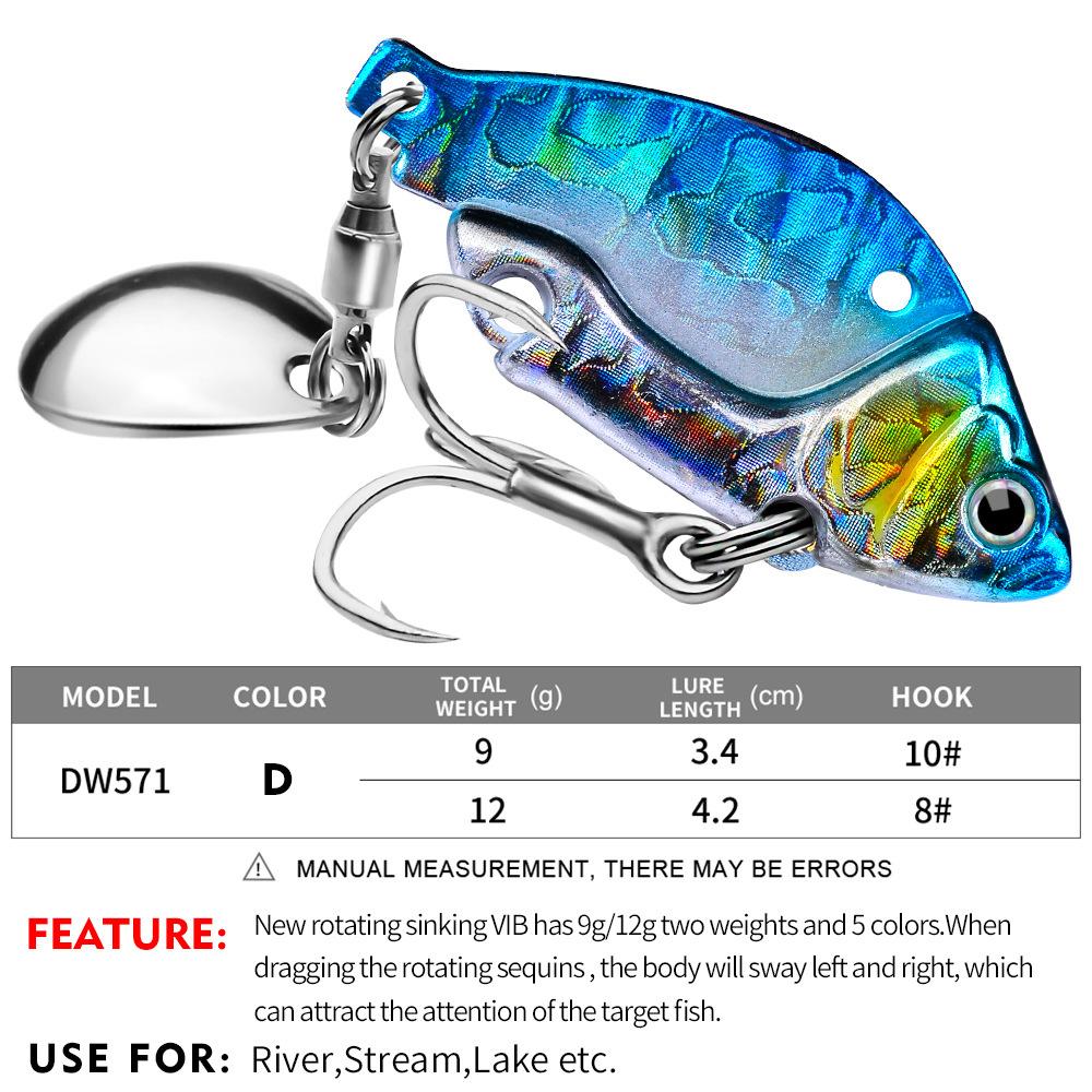 Приманка-приманка, вращающаяся на большие расстояния с блестками VIB, металлическая медная бионическая приманка с микровстряхивающим покрытием, деформированная приманка для окуня Luya