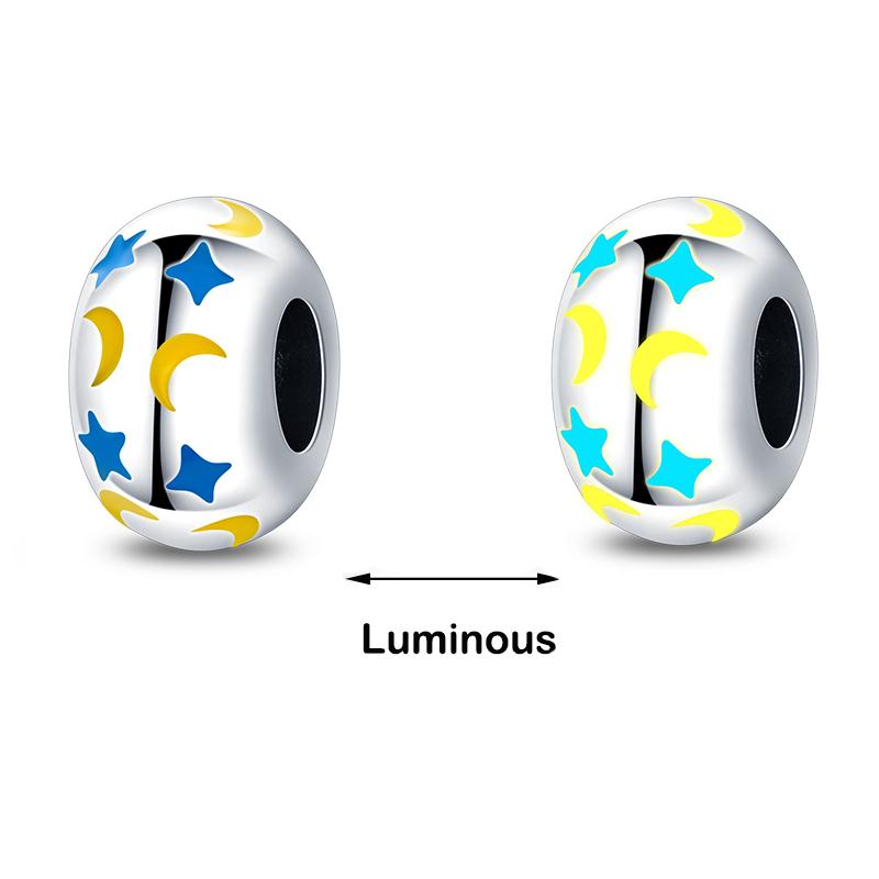 100% 925 Sterling Silver Firefly Star Bling Bling Blue Luminous Charms Beads Fit 925 Original Bracelets DIY Fine Jewelry