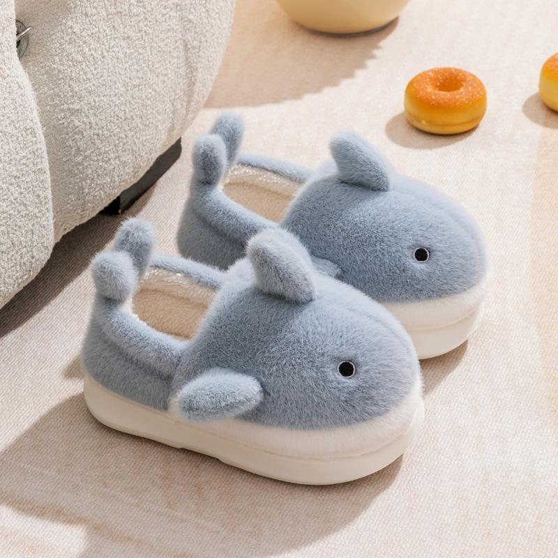 Children's Cotton Shoes Boys Winter New Indoor Home Piled Thickened Whale Bag and Slippers Women's Autumn and Winter