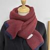 Scarf Women's Winter Solid Color Japanese College Style Scarf Thickened Warm Knitted Wool Couple Scarf Men's Tide