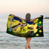 1pc Brazilian football player Beach Towel with Custom Name, Beach and Seaside Swimming Pool Equipment, Fashion Pattern, Rectangular, Travel Essential