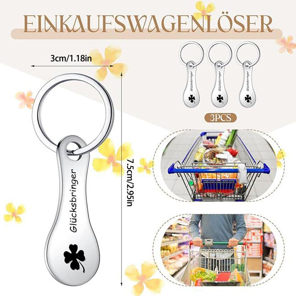 Многофункциональная тележка для покупок Чип Брелок 3 шт. Прочный держатель для ключей от тележки из нержавеющей стали с подвеской-шармом