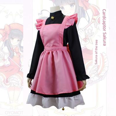 Косплей костюм Cardcaptor Sakura Киномото Сакура Рей Ка Кот Наряд Розовый Черный Девочка-кот Сакура Косплей Аниме