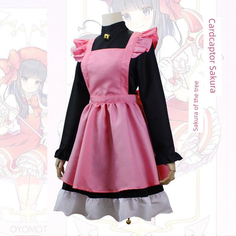 Косплей костюм Cardcaptor Sakura Киномото Сакура Рей Ка Кот Наряд Розовый Черный Девочка-кот Сакура Косплей Аниме