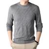 New Men's Sweater Round Neck Winter Wool-like Solid Color Long Sleeve Young and Middle-Aged Jacquard Slim Elastic Bottoming Top