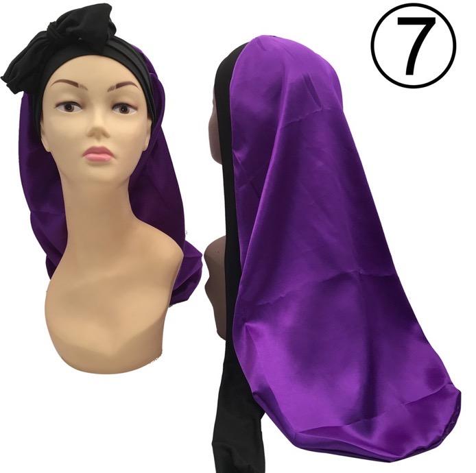 Ready to Ship Long Large Braid Hair Bonnet Sleeping Stain Hair Bonnets and Satin Silk Hair Wraps with Tie Scarf Bonnet